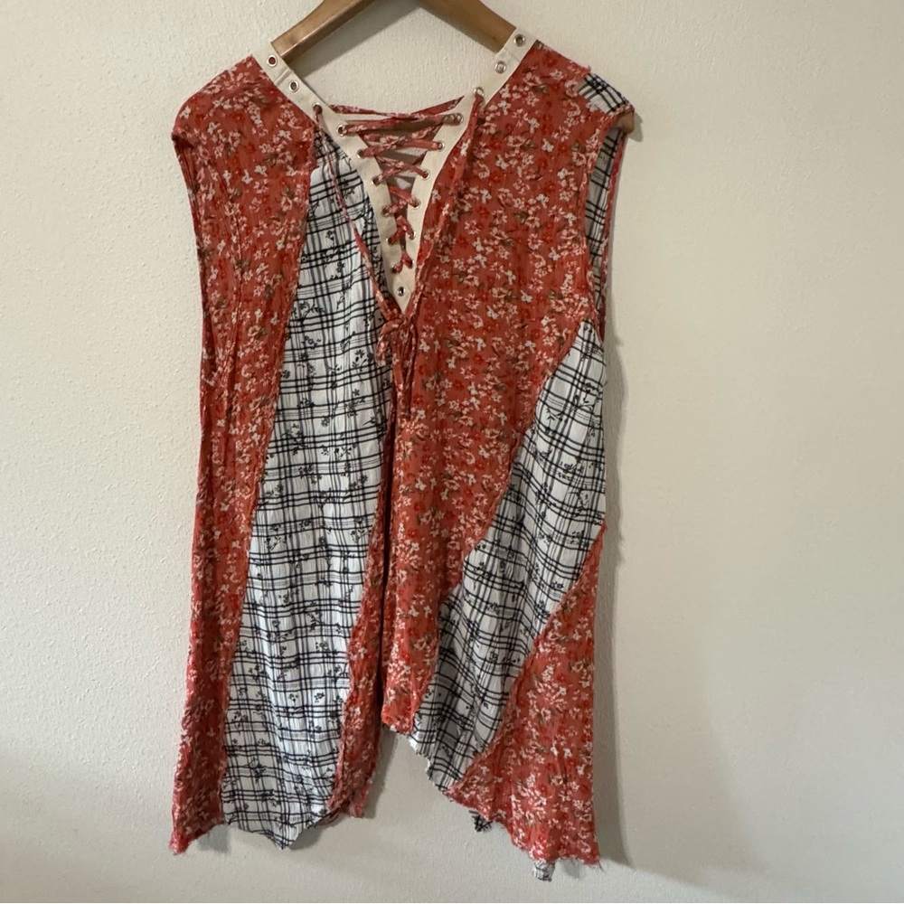 Pol Patchwork Asymmetrical Mixed Print Sleeveless… - image 2